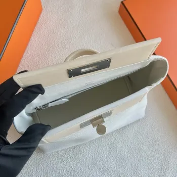 Hermes 24/24 Mini 21 Ručně vyráběná taška z bílé Evercolor kůže
