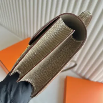 Hermes Constance 18 Ručně vyráběná taška v taupe ještěrové kůži