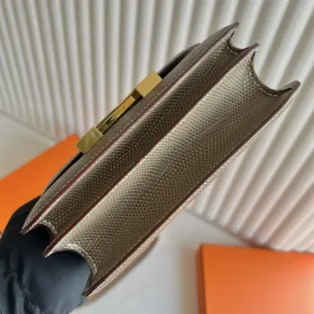 Hermes Constance 18 Ručně vyráběná taška v taupe ještěrové kůži
