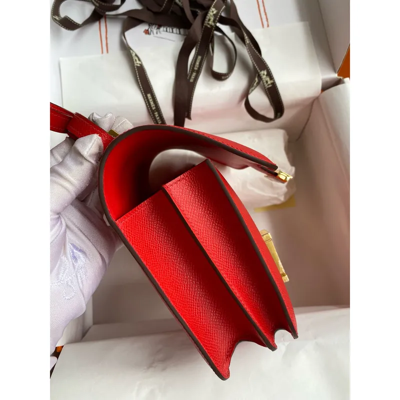 Hermes Constance 18 Ručně vyráběná taška v barvě Rouge Coeur z Epsom telecí kůže