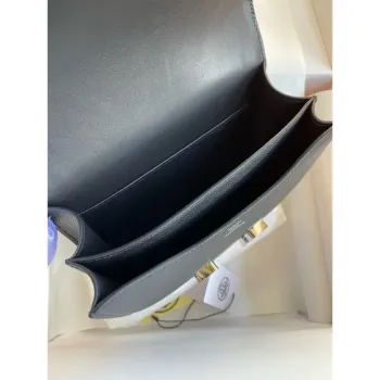 Hermes Constance Enamel 18 Ručně vyráběná taška v černé kůži z telecí kůže Swift