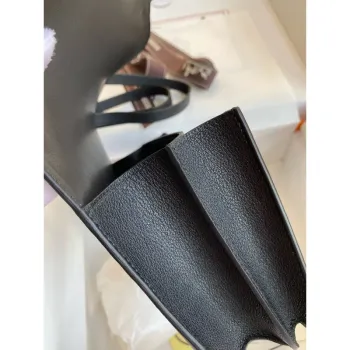 Hermes Constance Enamel 18 Ručně vyráběná taška v černé kůži z telecí kůže Swift