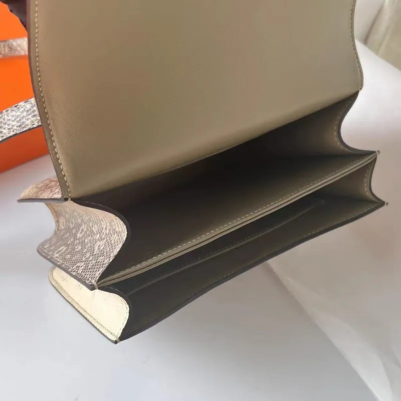 Hermes Constance 18 Ručně vyráběná taška z přírodní ještěří kůže