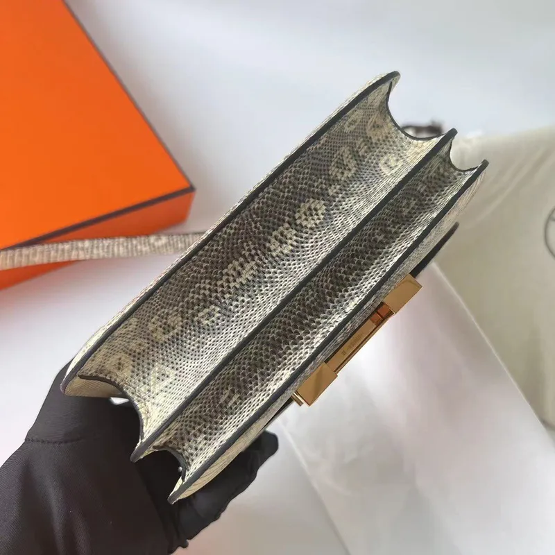 Hermes Constance 18 Ručně vyráběná taška z přírodní ještěří kůže
