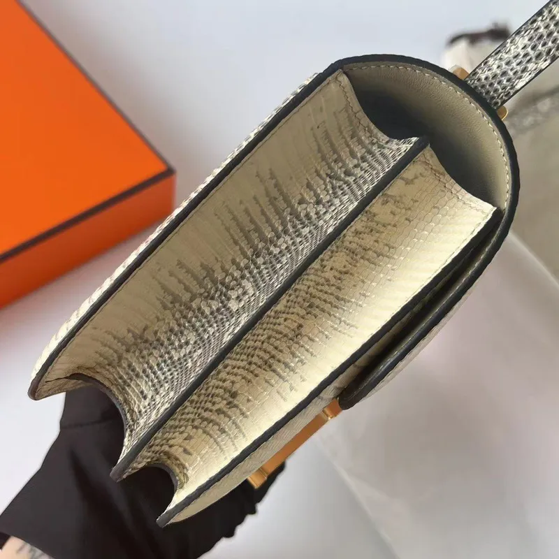 Hermes Constance 18 Ručně vyráběná taška z přírodní ještěří kůže