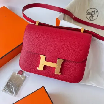 Hermes Constance 1 24 Zrcadlová taška v červené Epsom telecí kůži