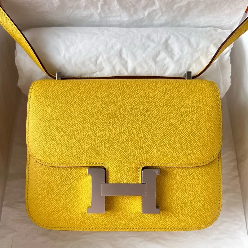 Hermes Constance 18 Ručně vyráběná taška v Jaune de Naples Epsom telecí kůži