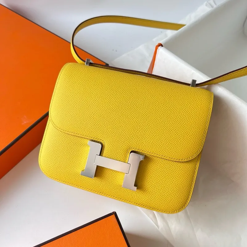 Hermes Constance 18 Ručně vyráběná taška v Jaune de Naples Epsom telecí kůži