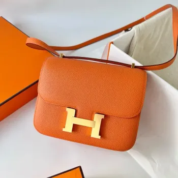 Hermes Constance 18 Ručně vyráběná taška v oranžové Epsom telecí kůži