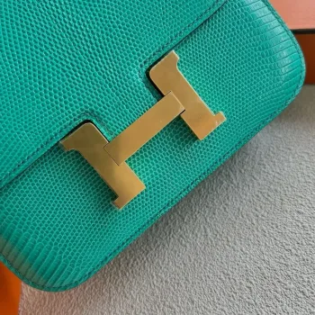 Hermes Constance 18 Ručně vyráběná taška z kůže mentolového varana