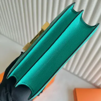 Hermes Constance 18 Ručně vyráběná taška z kůže mentolového varana