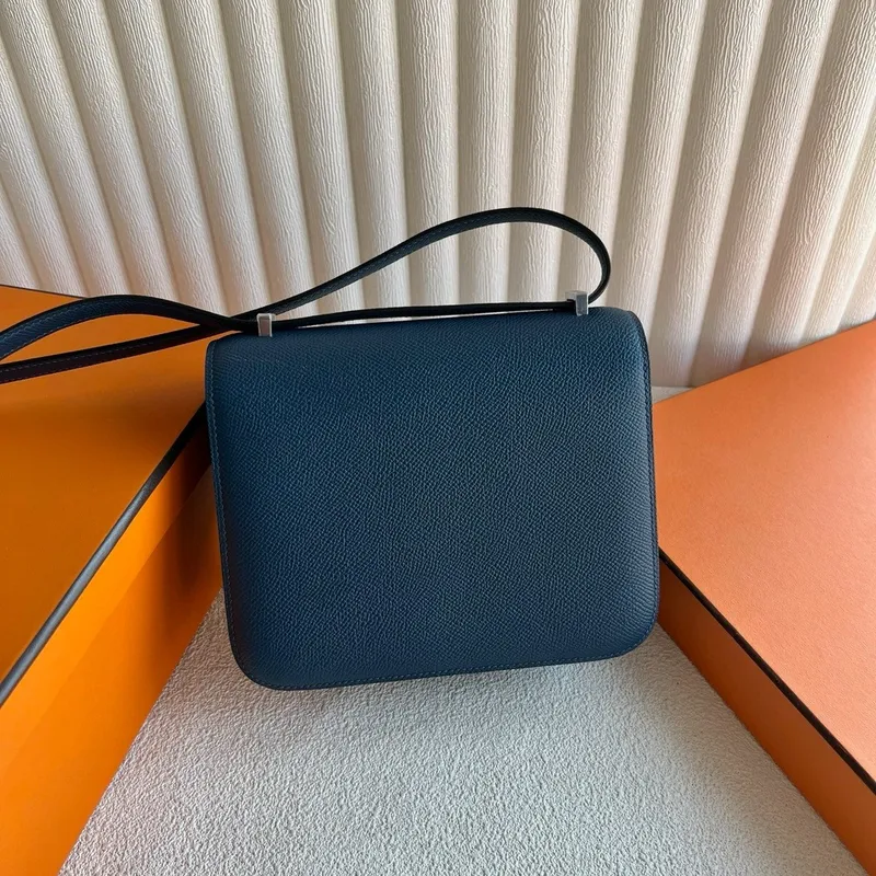 Hermes Constance Enamel 18 Ručně vyráběná taška v tmavě modré Epsom telecí kůži
