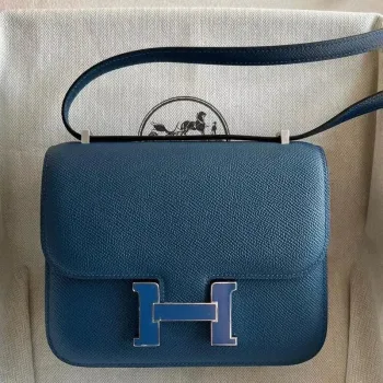 Hermes Constance Enamel 18 Ručně vyráběná taška v tmavě modré Epsom telecí kůži