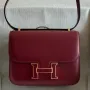 Hermes Constance Enamel 18 Ručně vyráběná taška v kůži Box Calfskin Rouge H