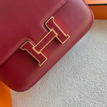 Hermes Constance Enamel 18 Ručně vyráběná taška v kůži Box Calfskin Rouge H