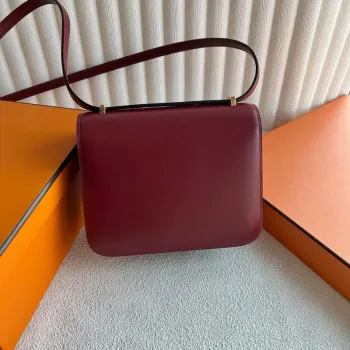 Hermes Constance Enamel 18 Ručně vyráběná taška v kůži Box Calfskin Rouge H