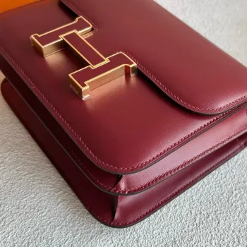Hermes Constance Enamel 18 Ručně vyráběná taška v kůži Box Calfskin Rouge H