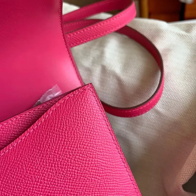 Hermes Constance Enamel 18 Ručně vyráběná taška v růžovém Mexiku z telecí kůže Epsom