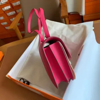 Hermes Constance Enamel 18 Ručně vyráběná taška v růžovém Mexiku z telecí kůže Epsom