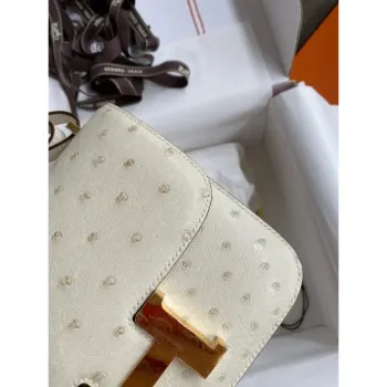 Hermes Constance 18 Ručně vyráběná taška z pštrosí kůže Parchemin