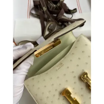 Hermes Constance 18 Ručně vyráběná taška z pštrosí kůže Parchemin