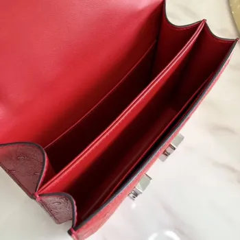 Hermes Mini Constance 18cm Červená pštrosí kůže