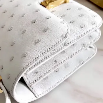 Hermes Mini Constance 18cm Bílá Pštrosí Kůže