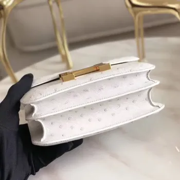 Hermes Mini Constance 18cm Bílá Pštrosí Kůže