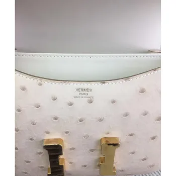 Hermes Mini Constance 18cm Bílá Pštrosí Kůže