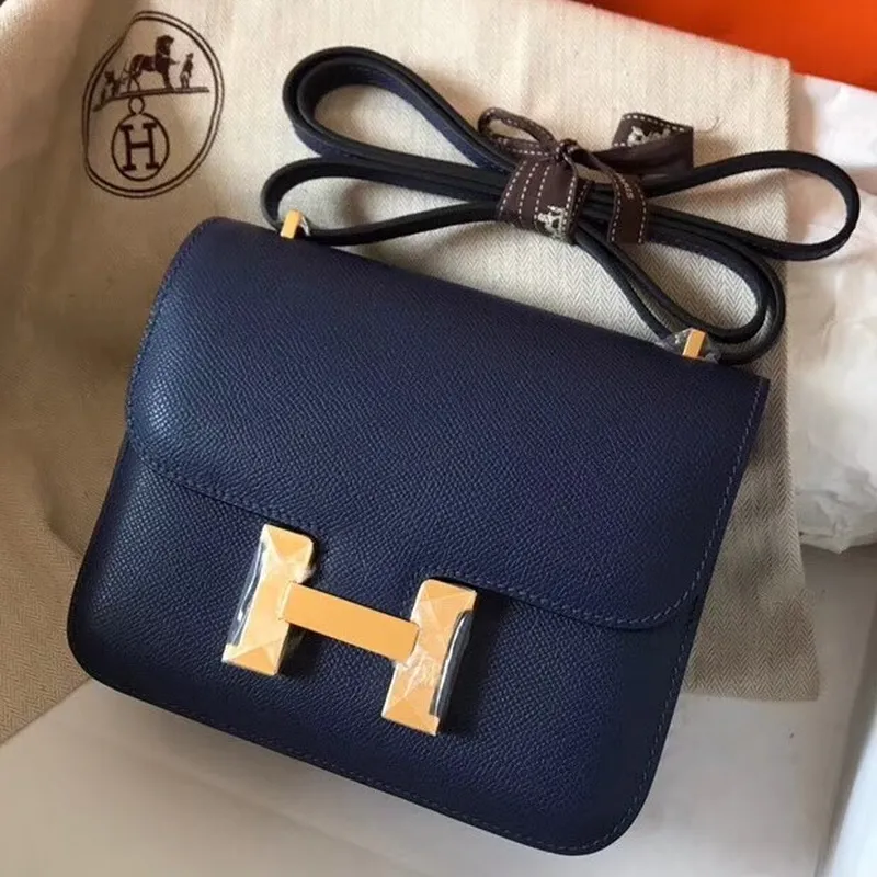 Hermes Mini Constance 18cm Sapphire Epsom Taška