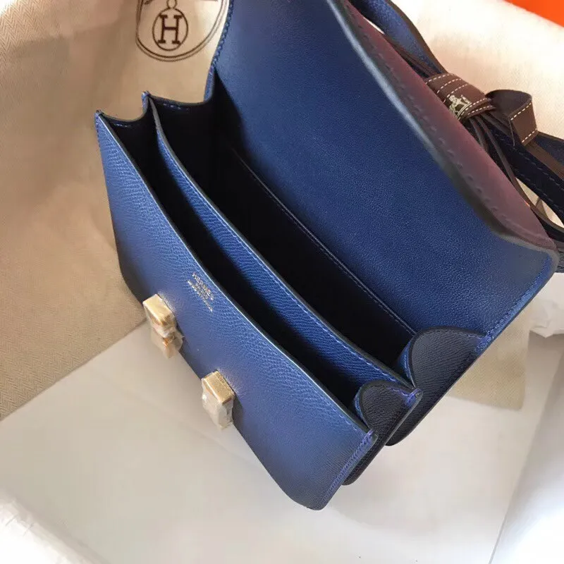 Hermes Mini Constance 18cm Sapphire Epsom Taška