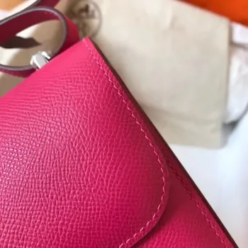 Hermes Mini Constance 18cm Růžově červená Epsom taška