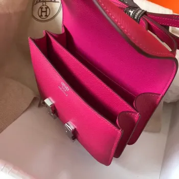 Hermes Mini Constance 18cm Růžově červená Epsom taška