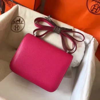 Hermes Mini Constance 18cm Růžově červená Epsom taška