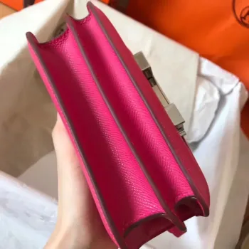 Hermes Mini Constance 18cm Růžově červená Epsom taška