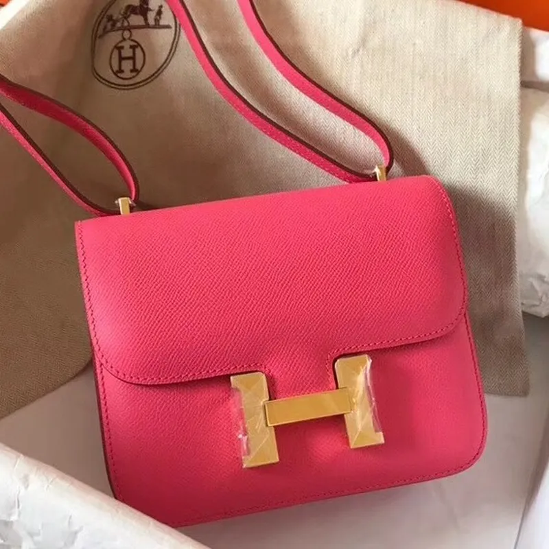 Hermes Mini Constance 18cm Růžová Rtěnka Epsom Taška