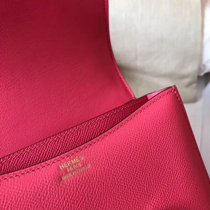 Hermes Mini Constance 18cm Růžová Rtěnka Epsom Taška