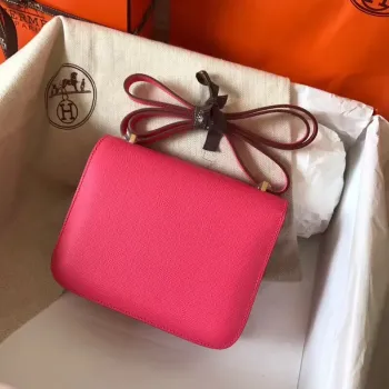 Hermes Mini Constance 18cm Růžová Rtěnka Epsom Taška
