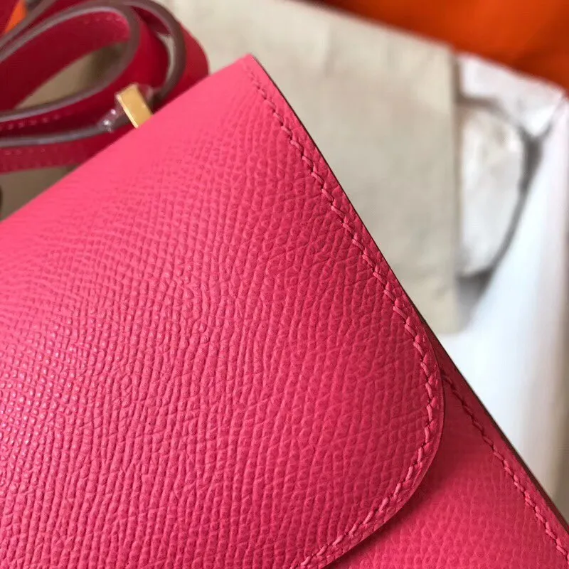 Hermes Mini Constance 18cm Růžová Rtěnka Epsom Taška