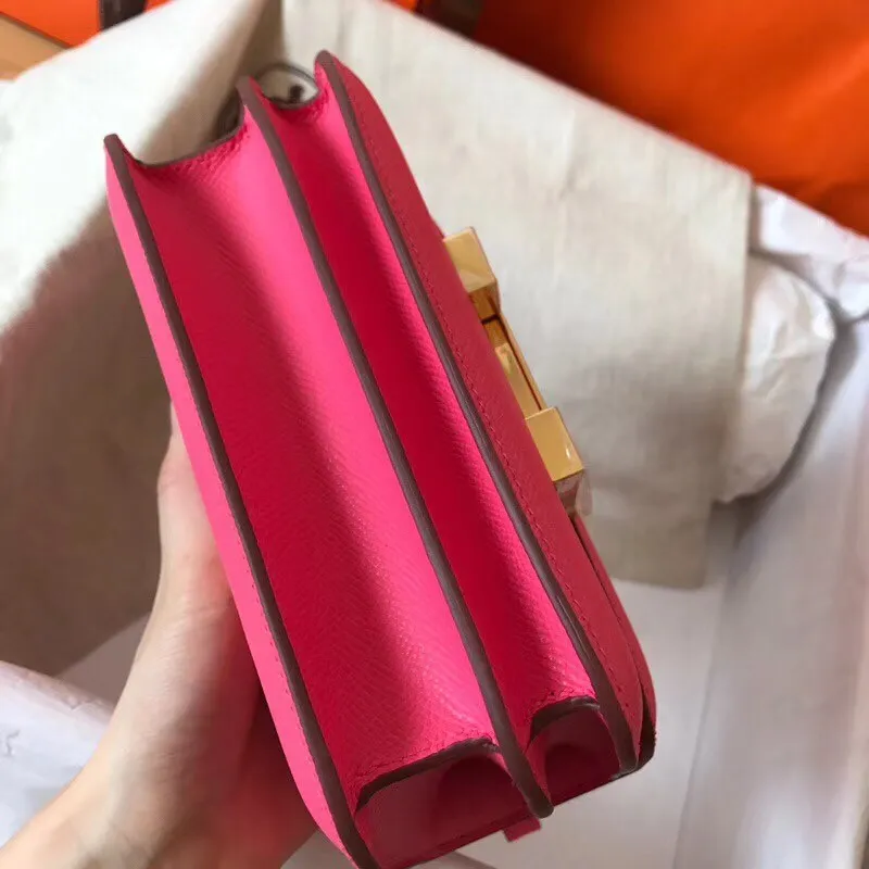 Hermes Mini Constance 18cm Růžová Rtěnka Epsom Taška