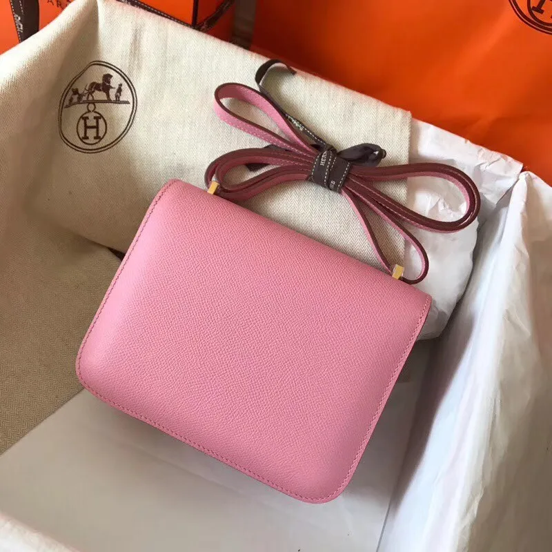 Hermes Mini Constance 18cm Růžová Epsom Taška