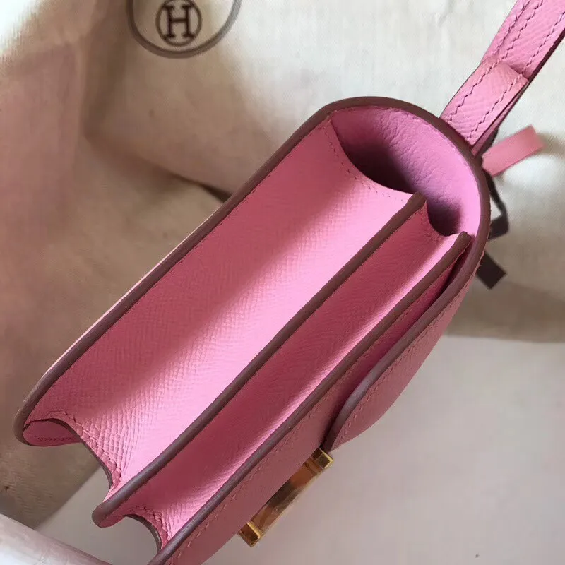 Hermes Mini Constance 18cm Růžová Epsom Taška