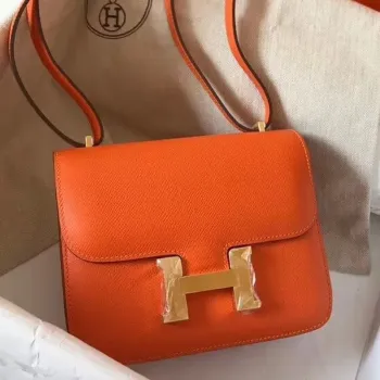 Hermes Mini Constance 18cm Oranžová Epsom Taška