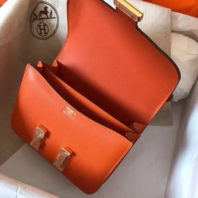 Hermes Mini Constance 18cm Oranžová Epsom Taška