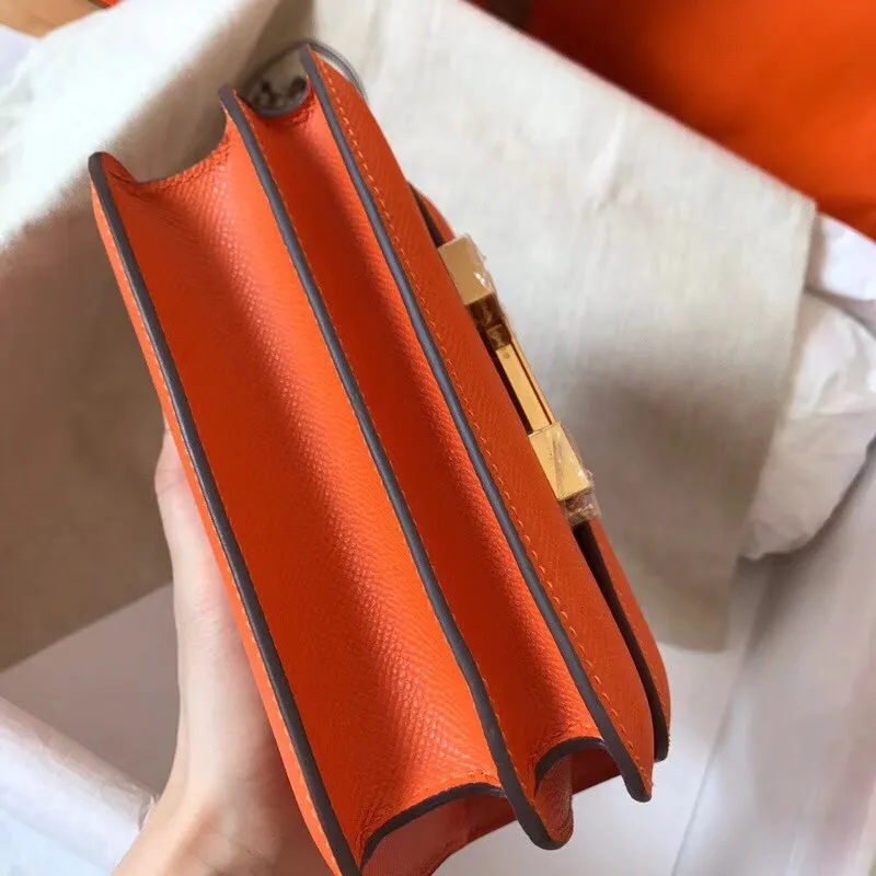 Hermes Mini Constance 18cm Oranžová Epsom Taška