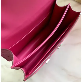 Hermes Mini Constance 18cm Růžová pštrosí kůže