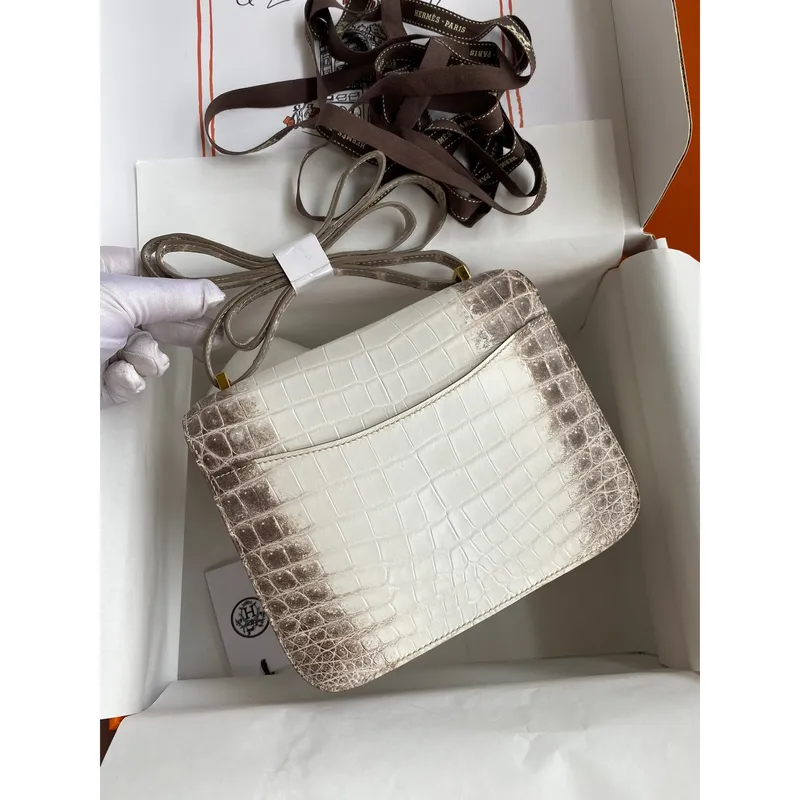 Hermes Constance 18 Ručně vyráběná taška z kůže krokodýla Niloticus Himalaya