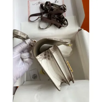 Hermes Constance 18 Ručně vyráběná taška z kůže krokodýla Niloticus Himalaya