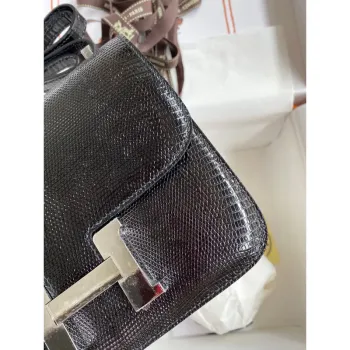 Hermes Constance 18 Ručně vyráběná taška v černé ještěří kůži