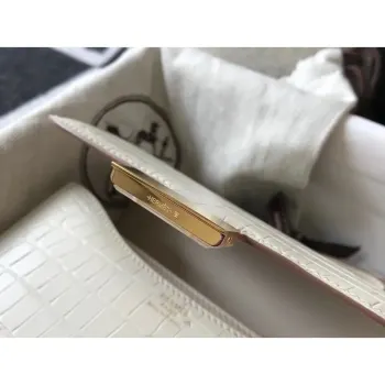 Taška Hermes Constance 18 cm v bílé embosované krokodýlí kůži